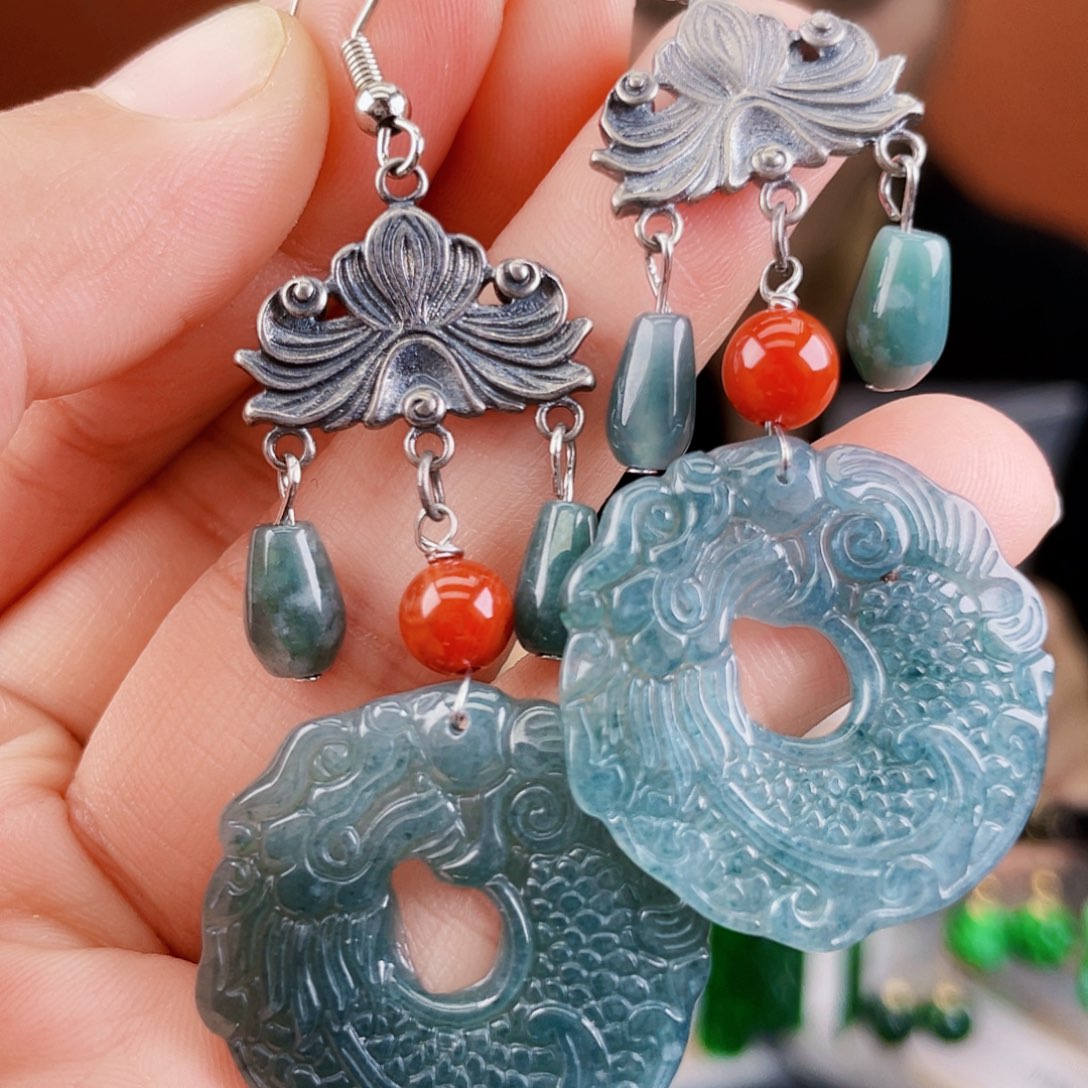 翡翠未镶嵌耳饰饰品