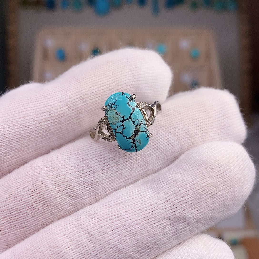 绿松石珠宝奇石银S925镶嵌