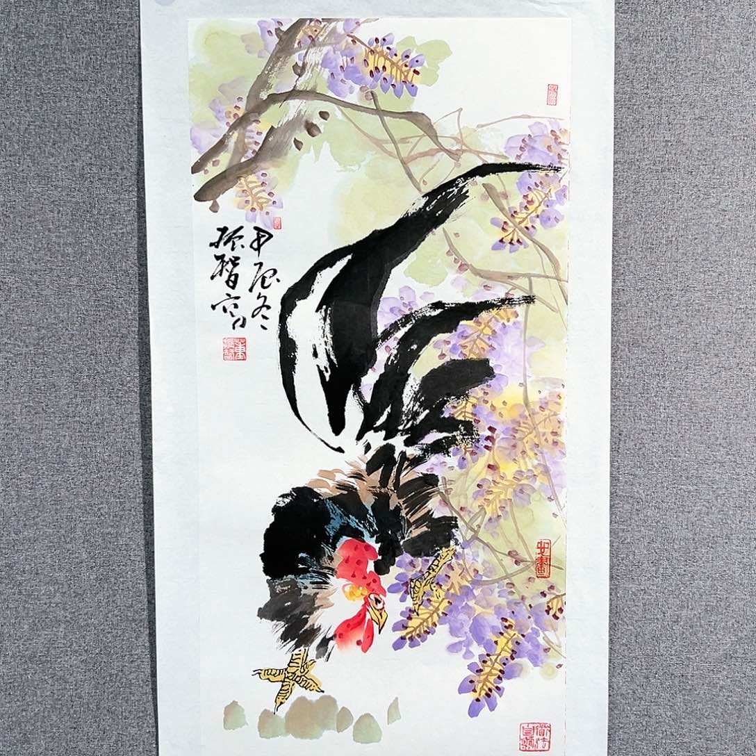 国画红袍画院手绘作品