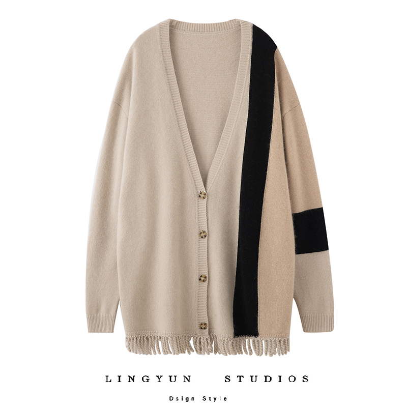 凌云推荐！女式V领雪夜开衫