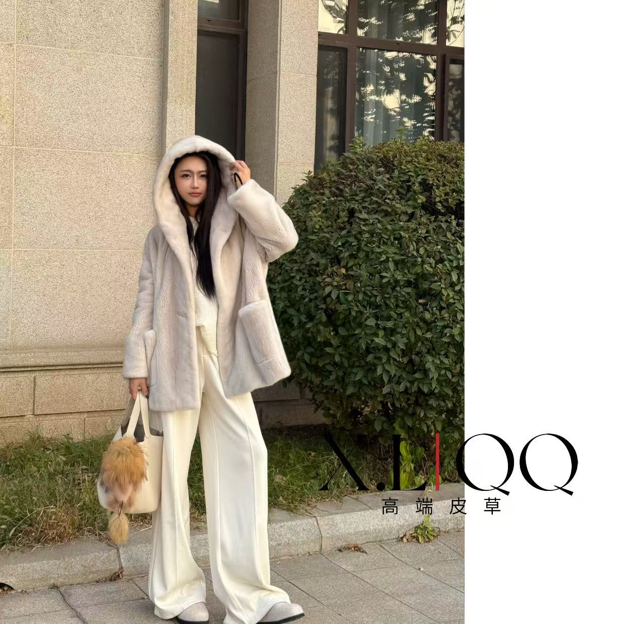 【暖意融融】QQ Fur 芬兰进口紫金短二珍珠灰水貂皮大衣外套