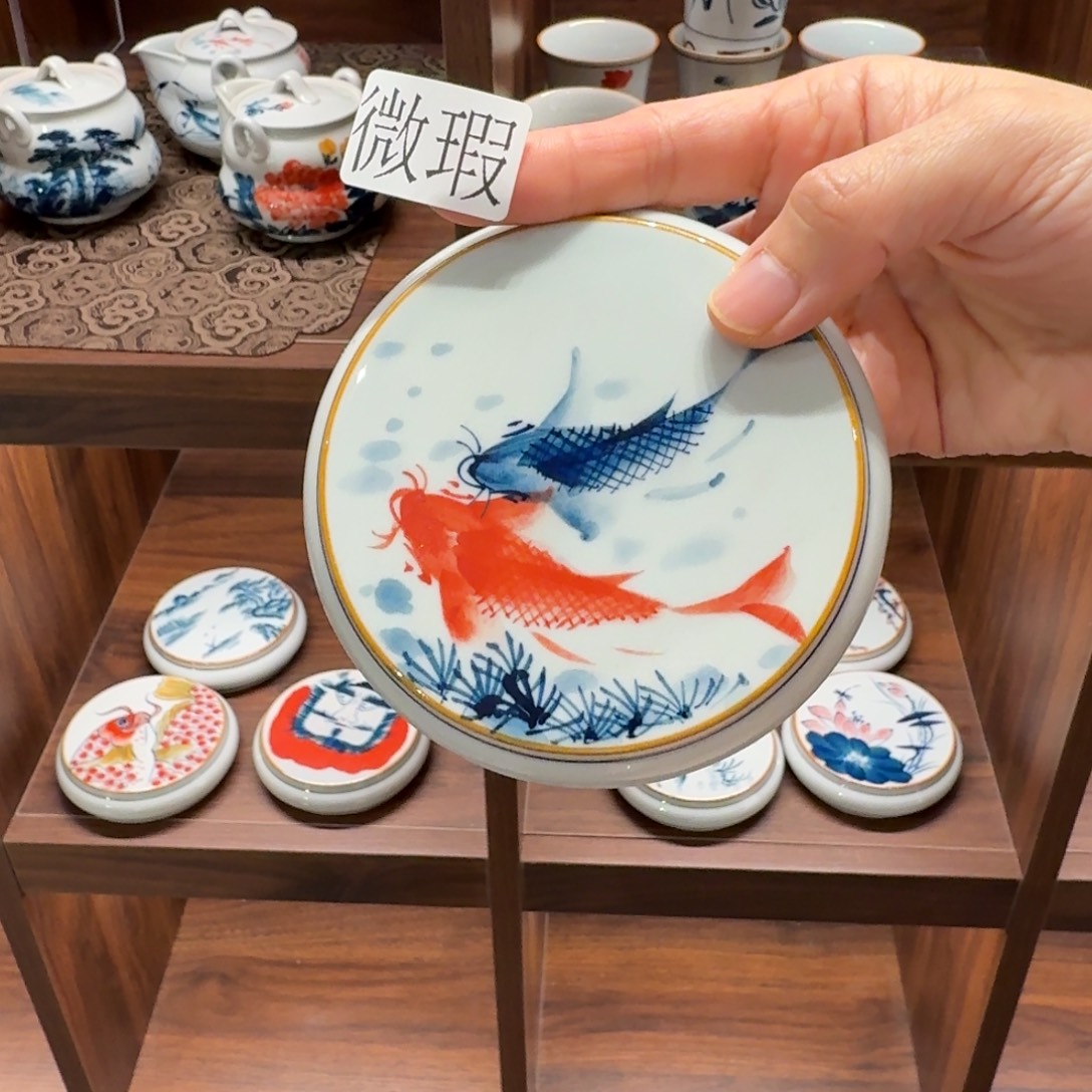 釉下手绘茶具微瑕