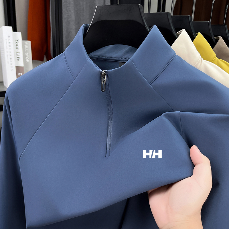 【官方海丽HH】2025年男士冬季户外运动立领半拉链加绒加厚保暖上衣