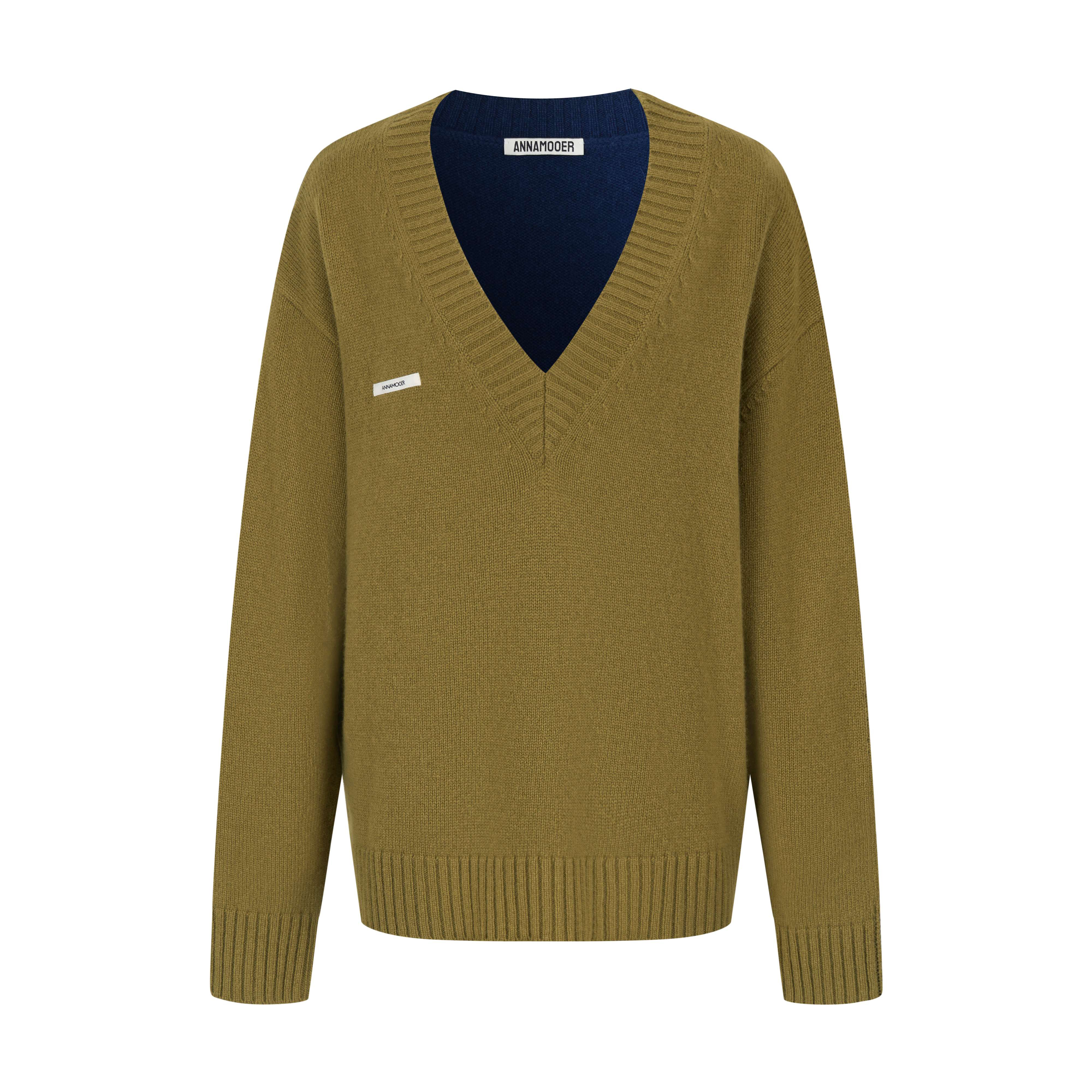 ANNAMOOER 设计师品牌撞色V领毛衣3033M  AM81M01