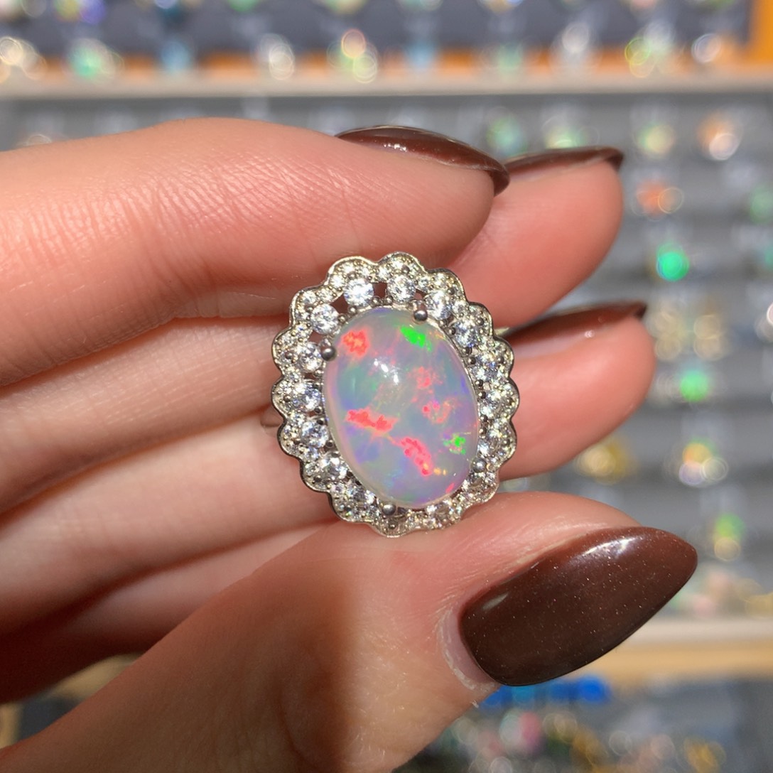 银S925镶嵌欧泊戒指t