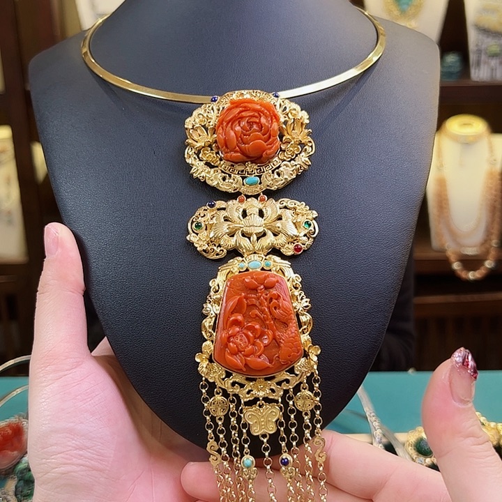 南红玛瑙吊坠(赠链)银S925镶嵌项链