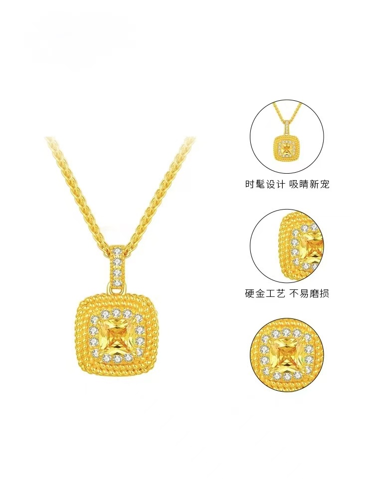 铜合金吊坠 GS0099小方糖吊坠女款精致时尚百搭金色灵动坠链