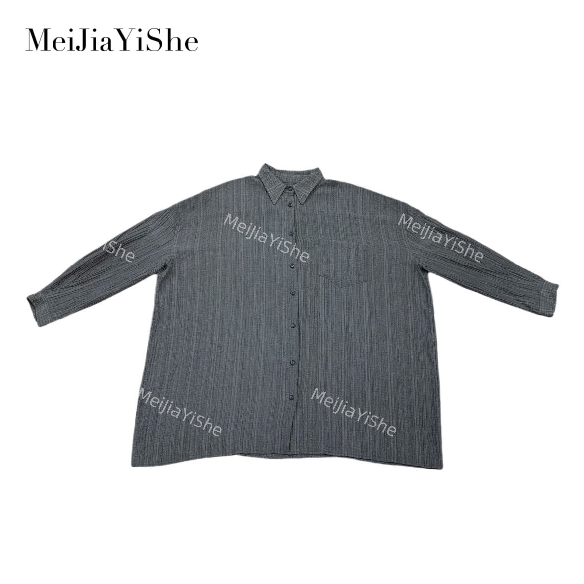 梅家2025新款原创小众时尚肌理感宽松休闲衬衫