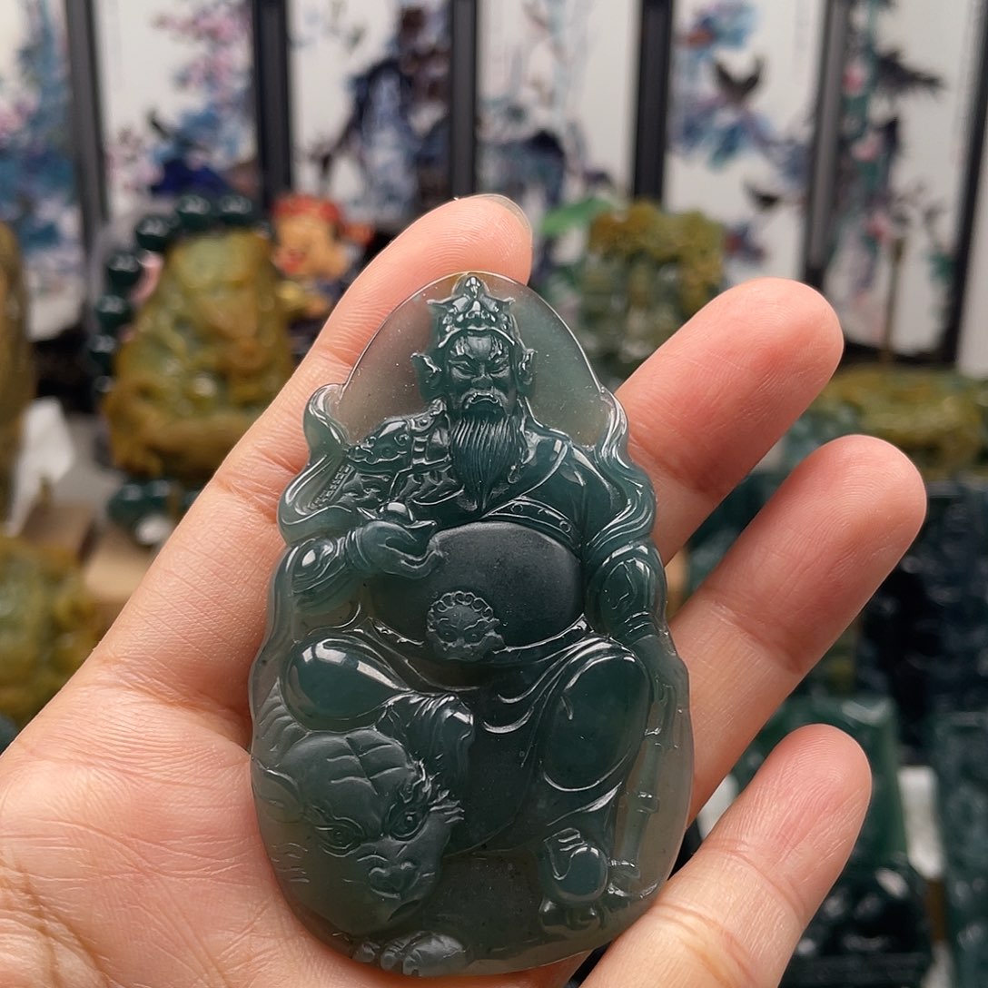 翡翠未镶嵌颈饰天然翡翠a货赵公明