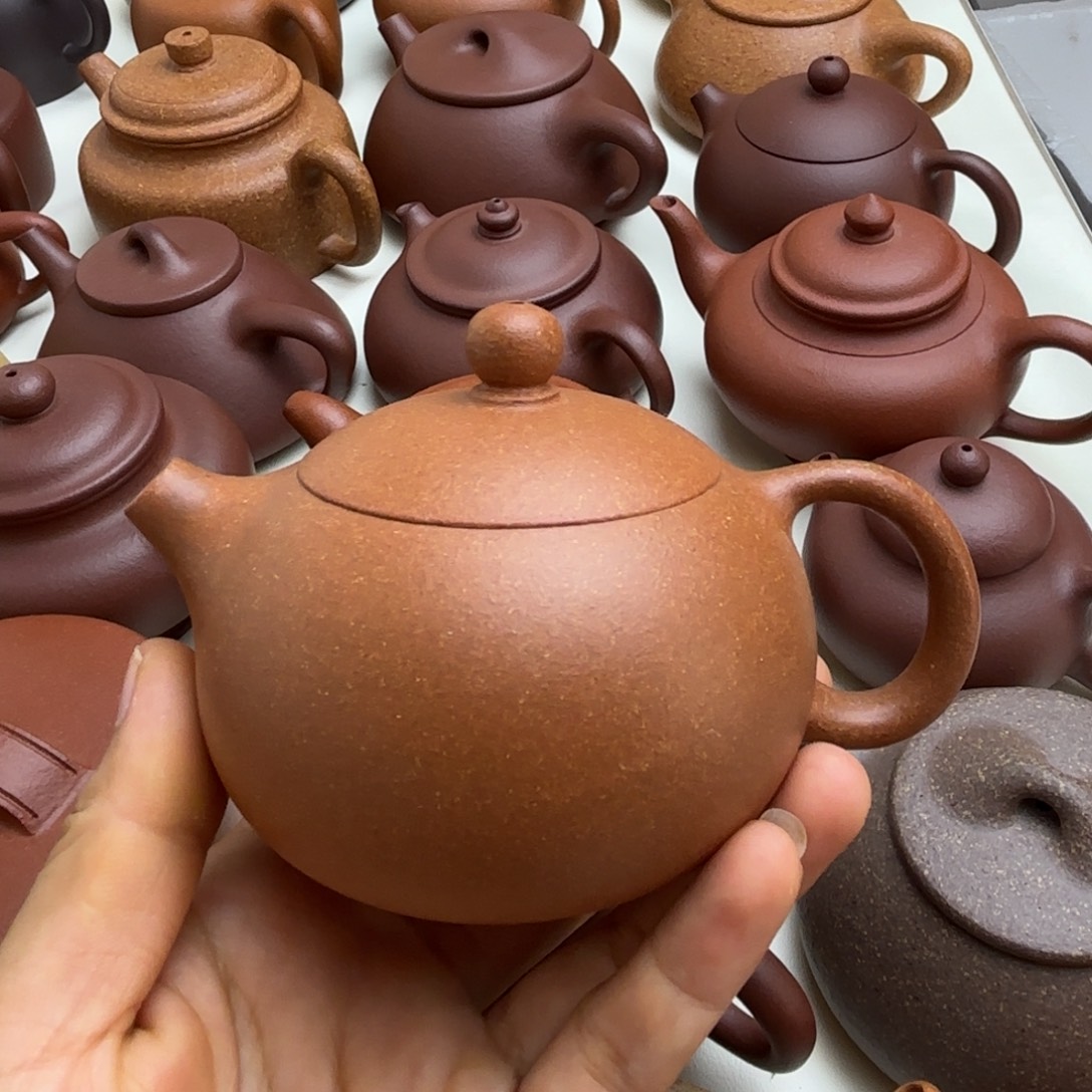 清***爷茶壶紫砂黄降坡西施150cc微瑕