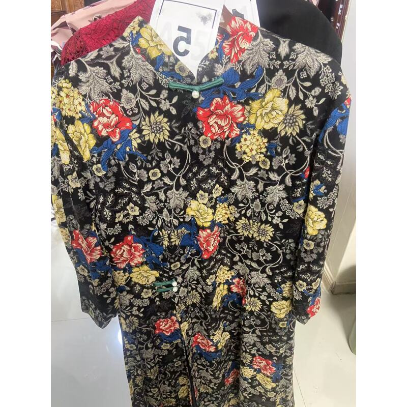 5小码中式复古优雅花色气质旗袍裙