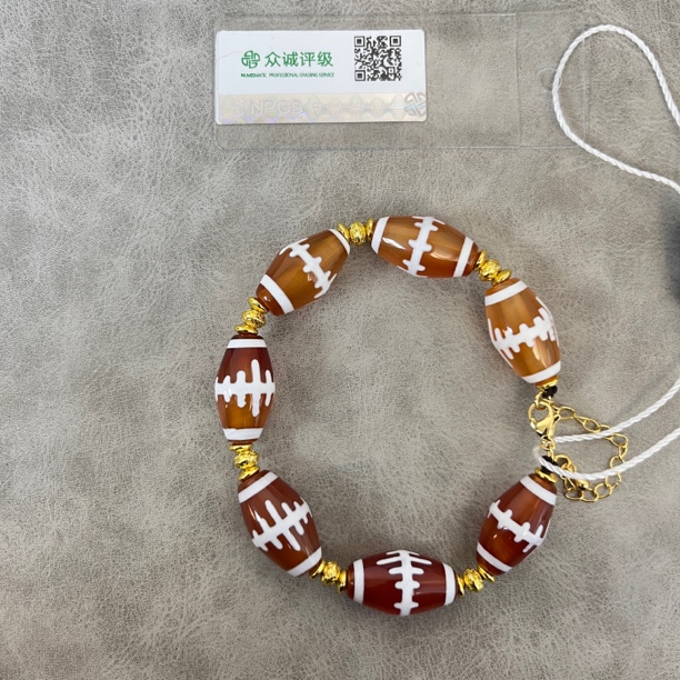 橙红图腾玛瑙文玩手串 YZ1992［燕赵造物司］