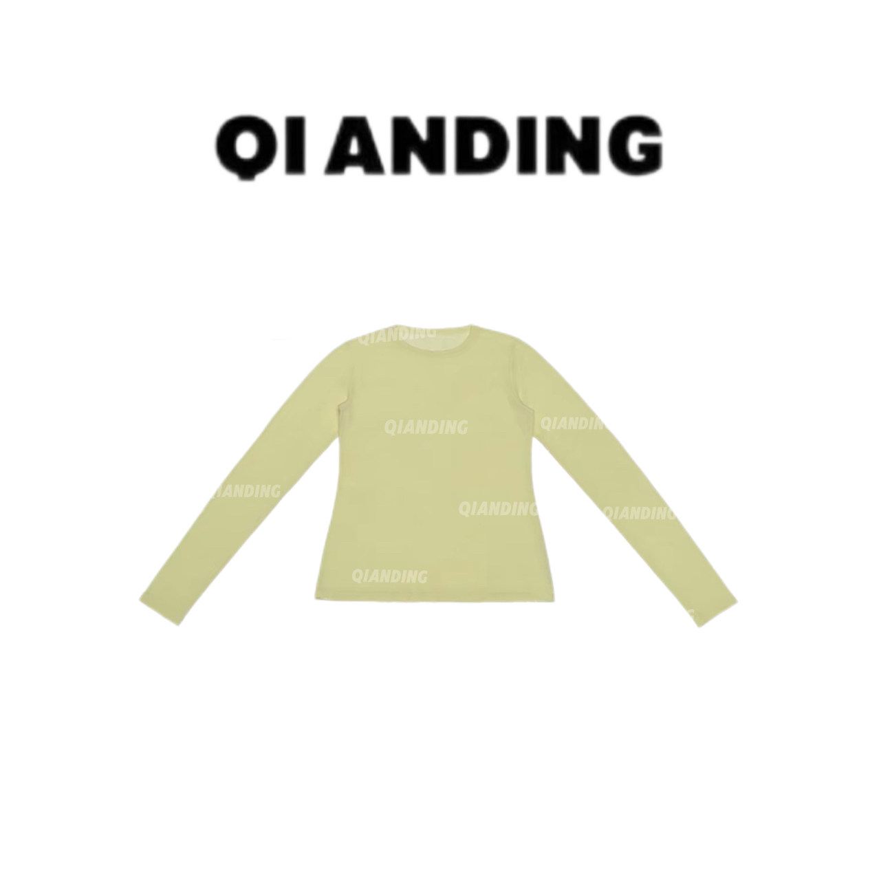 【QIANDING】100水溶羊毛纯色套头圆领针织打底衫A2529