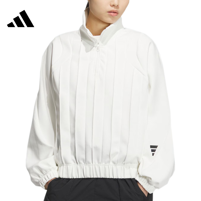 adidas阿迪达斯女子七夕FUSTL W P CREW流光风针织无帽卫衣JM4256