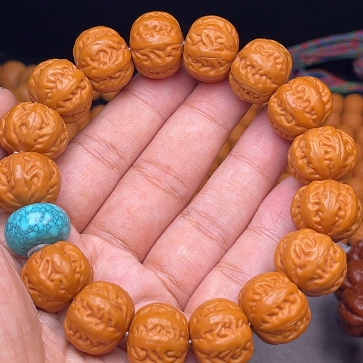 猴头核桃吊坠17麻花串绿