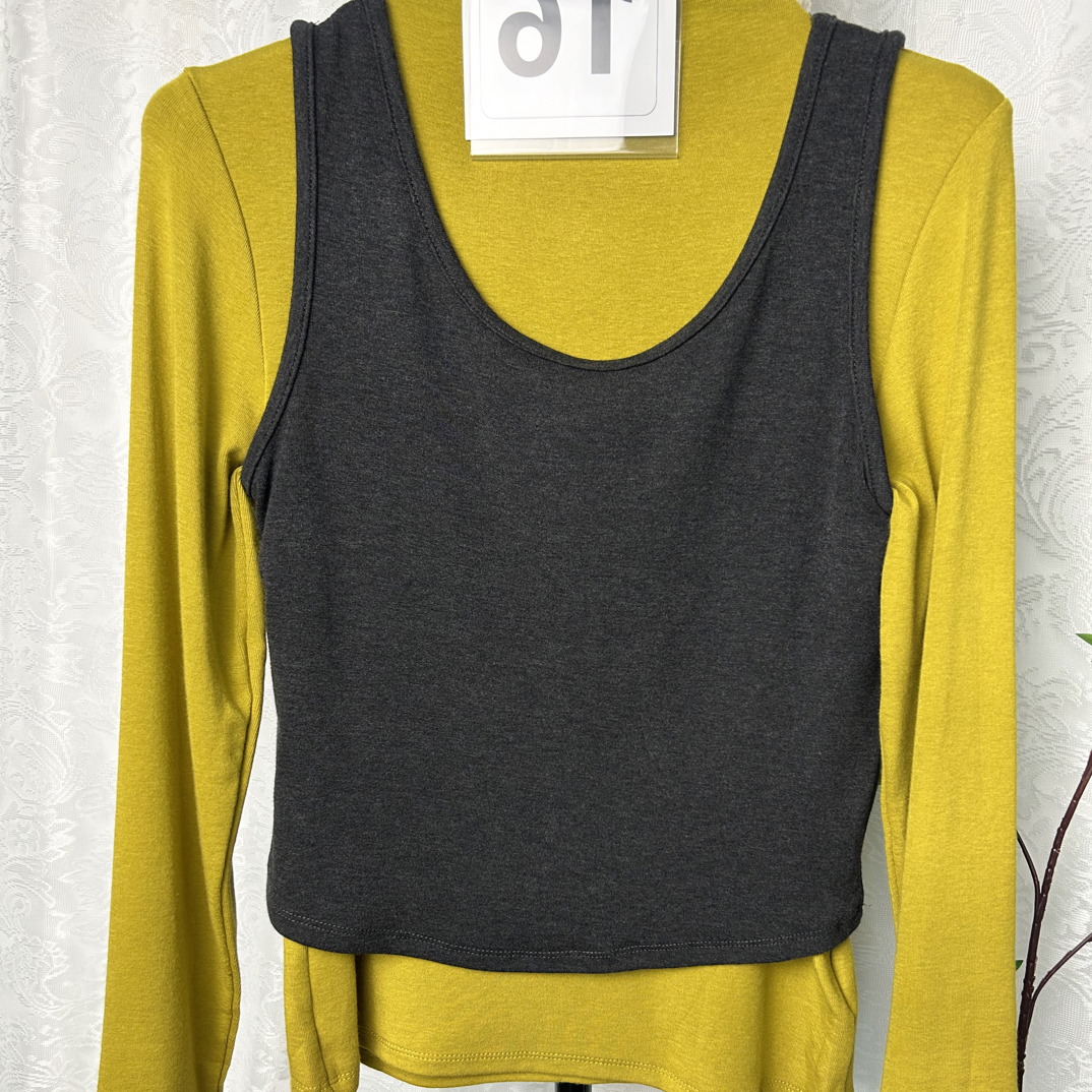 长袖中领常规款软棉打底衫防静电均码假两件 翡翠绿（80-125）