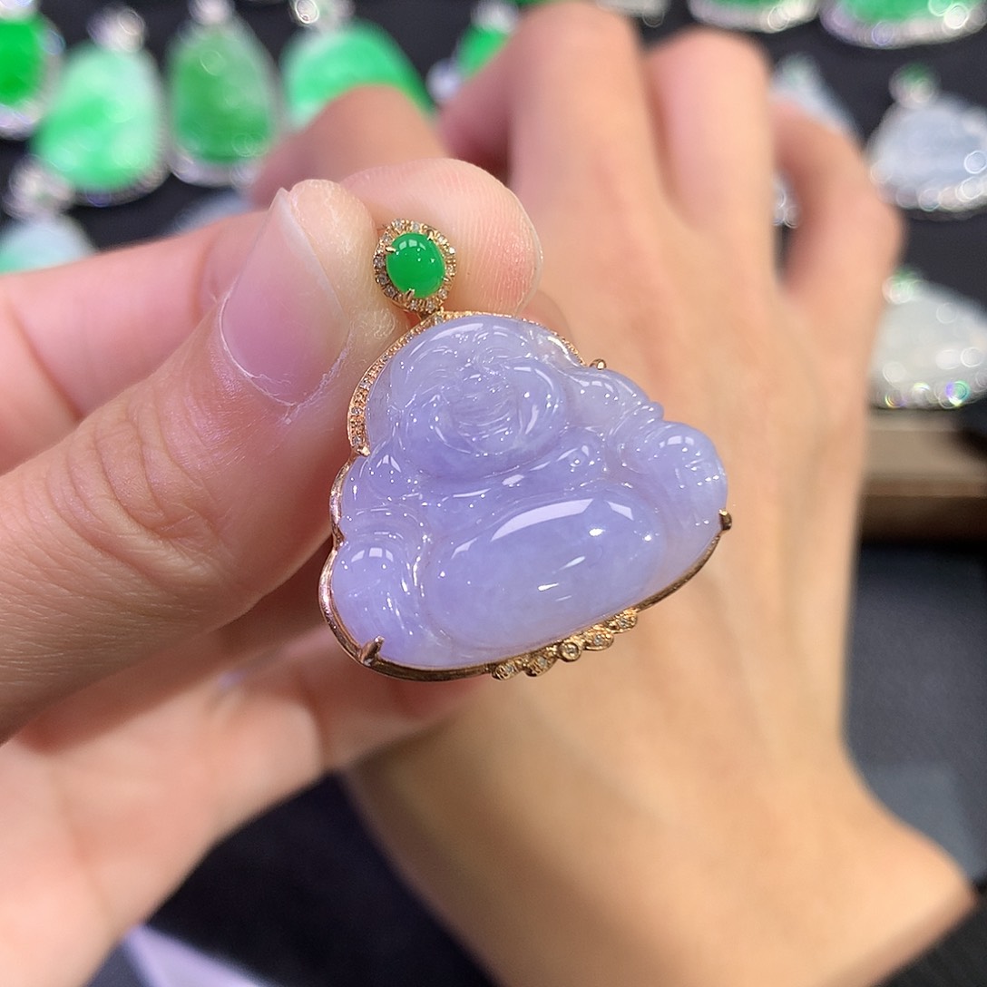 翡翠18K金镶嵌吊坠(赠链)