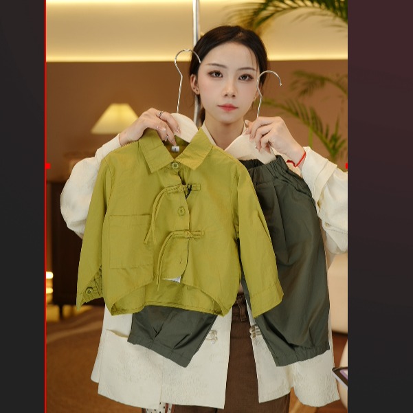 2025春秋新款春季新中式百搭时尚洋气宽松潮流衬衫儿童套装23507