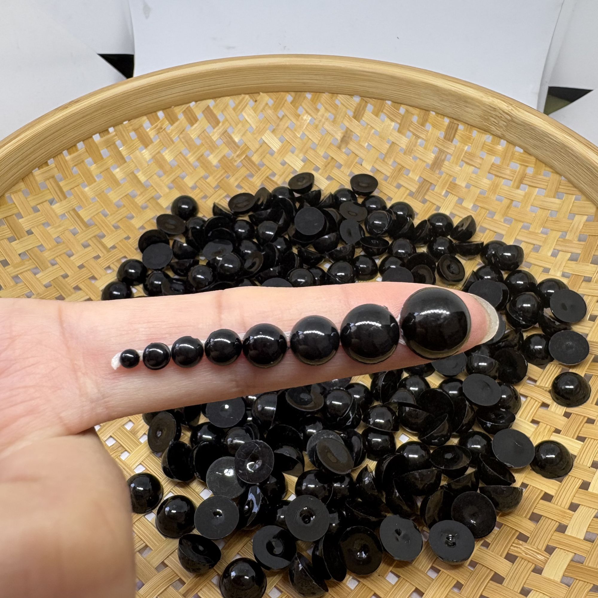 DIY手工黑色平底玩偶眼睛配件复古风格编织适用