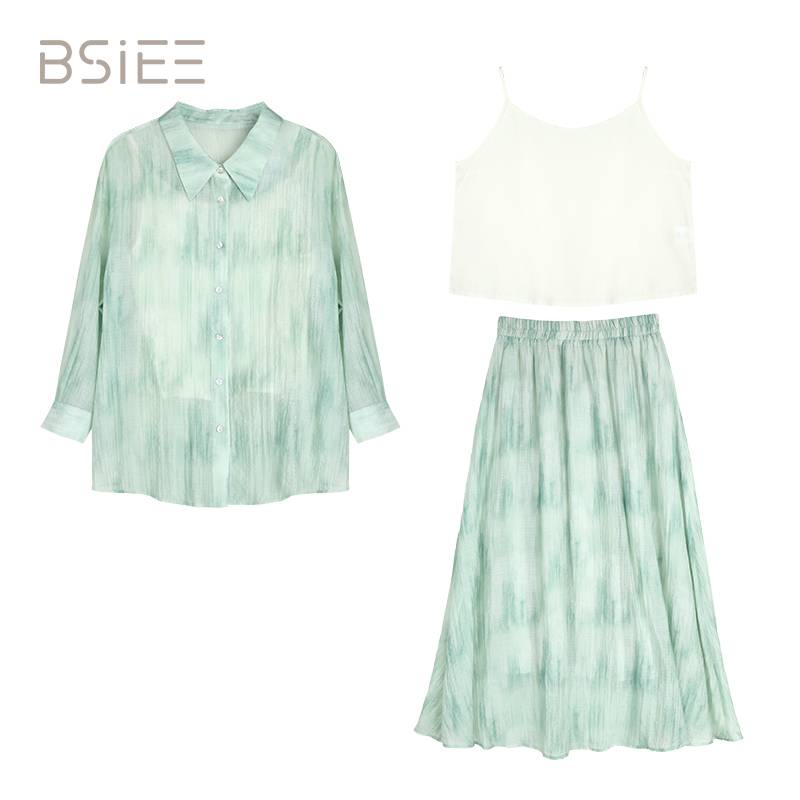 BSIEE/本涩晕染三件套气质时尚扎染小清新显瘦