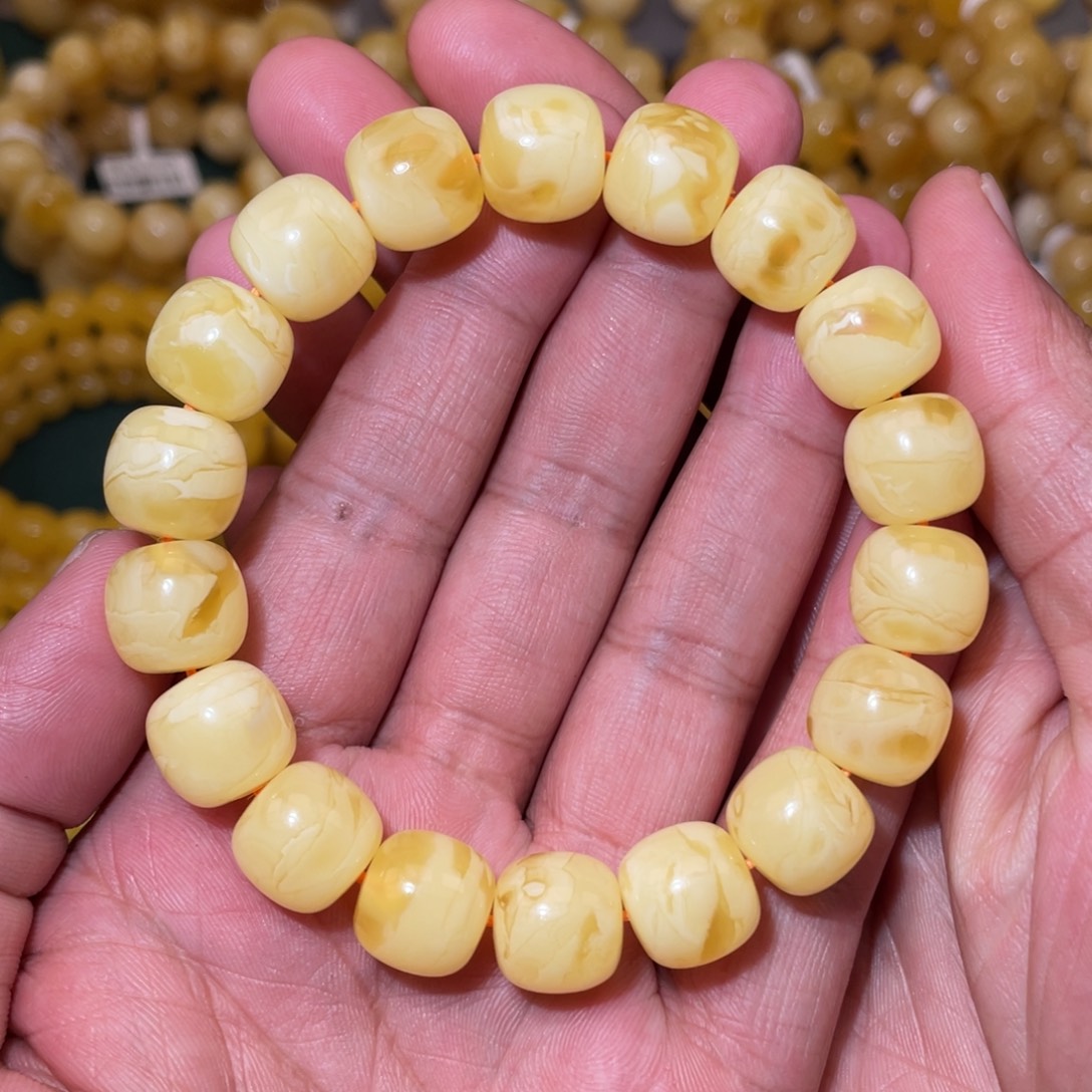 未镶嵌蜜蜡珠宝奇石13mm同料溶洞妖花老型手串25