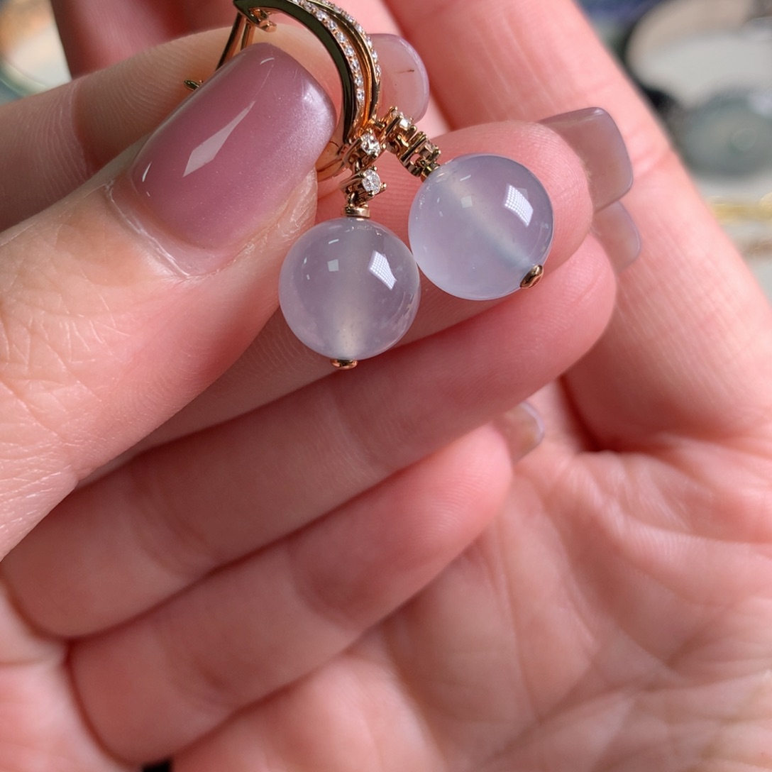 翡翠18K金镶嵌耳饰耳饰