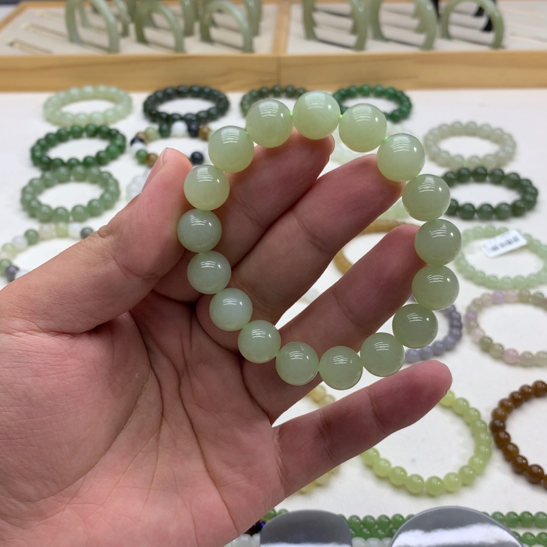 和田玉手串（糯冰晴水11.8）未镶嵌