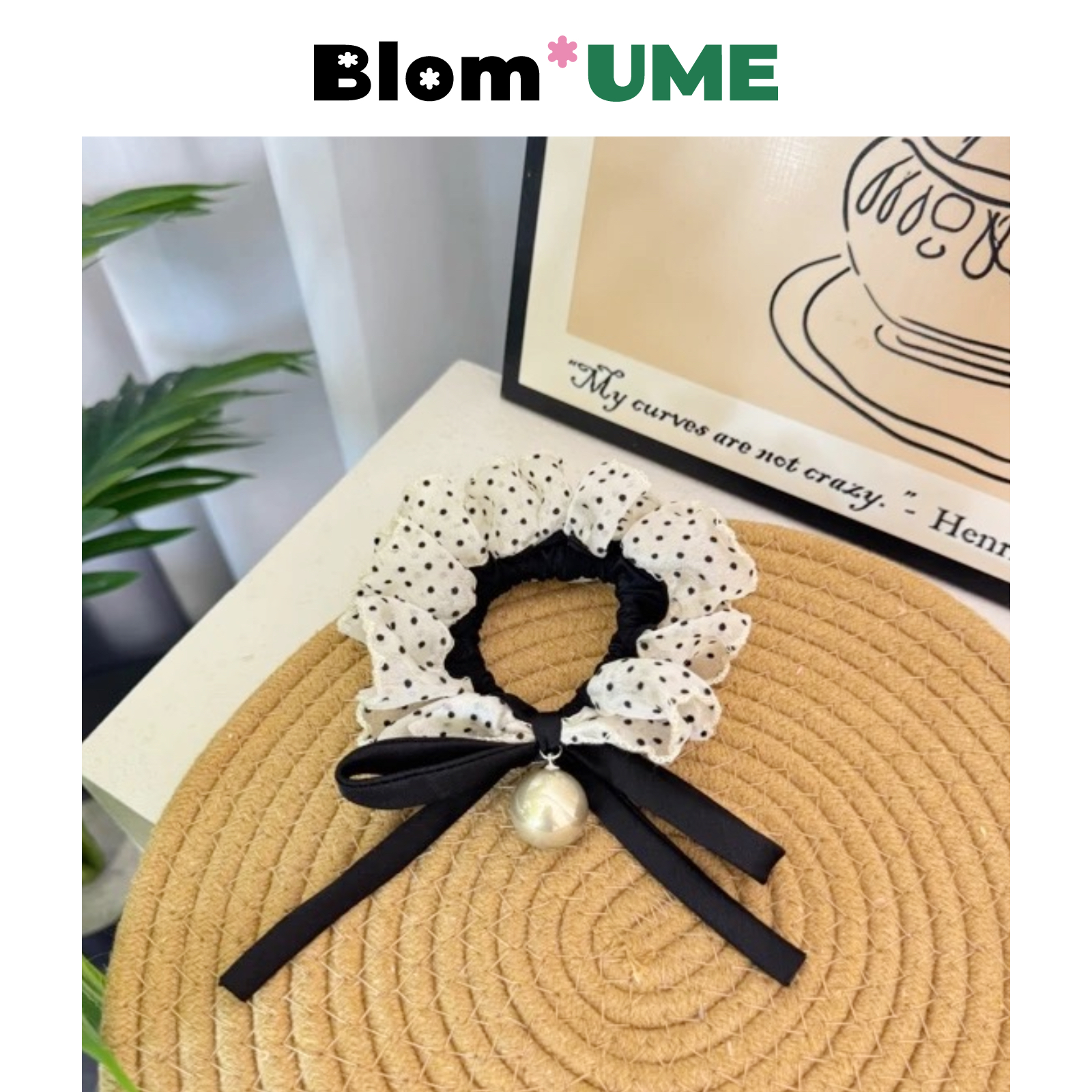BlomUME新款纱纱小波点花边小肠圈甜美百搭气质发圈发饰514