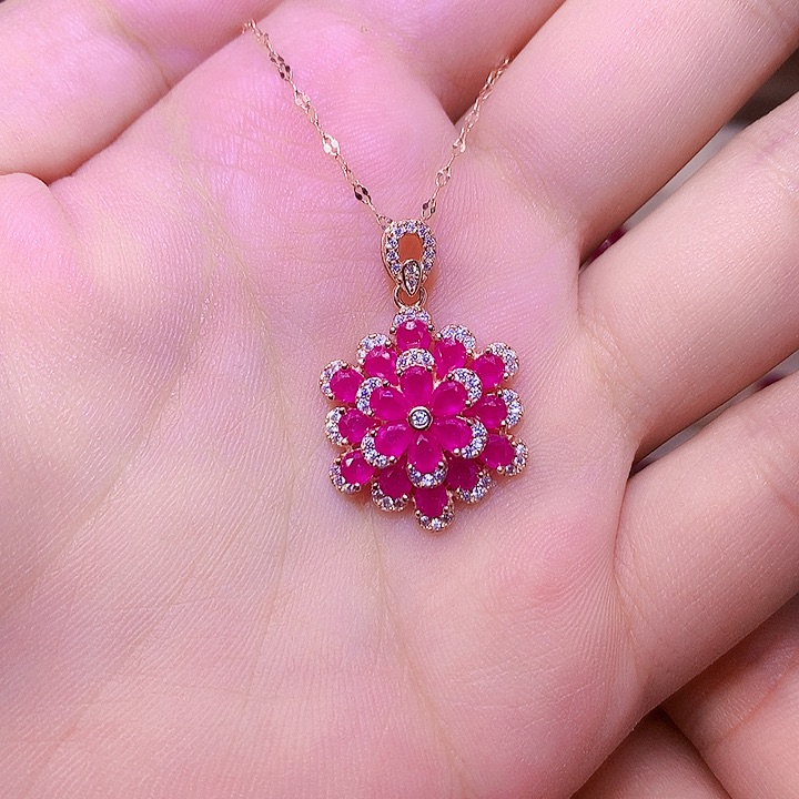 银S925镶嵌颈饰红宝石