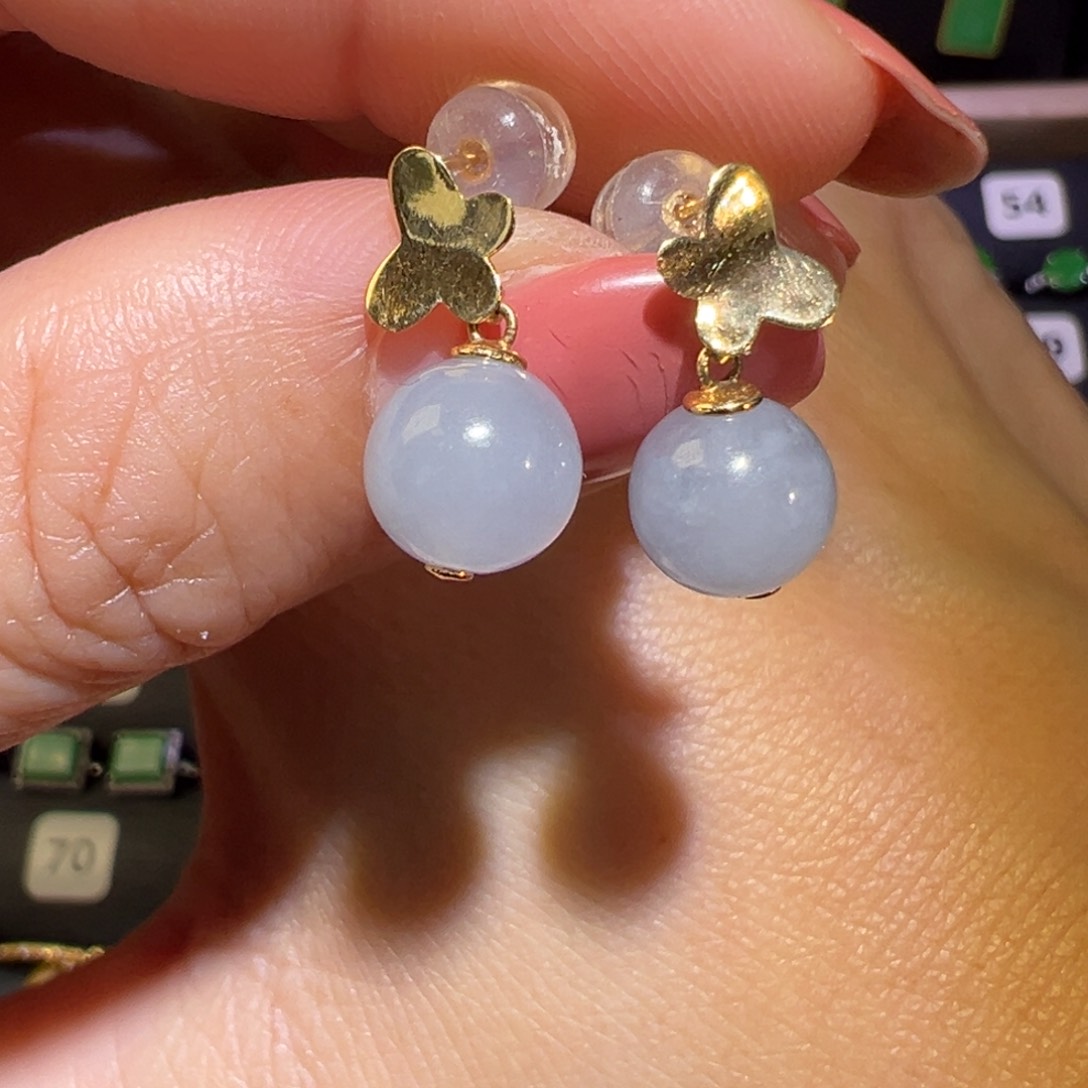 翡翠颈饰18K金镶嵌耳环