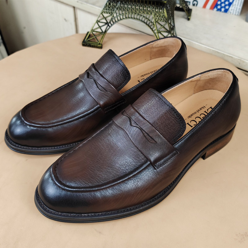 一脚蹬皮鞋透气男款真皮2025新款乐福鞋正班通勤男鞋正宗牛皮百搭