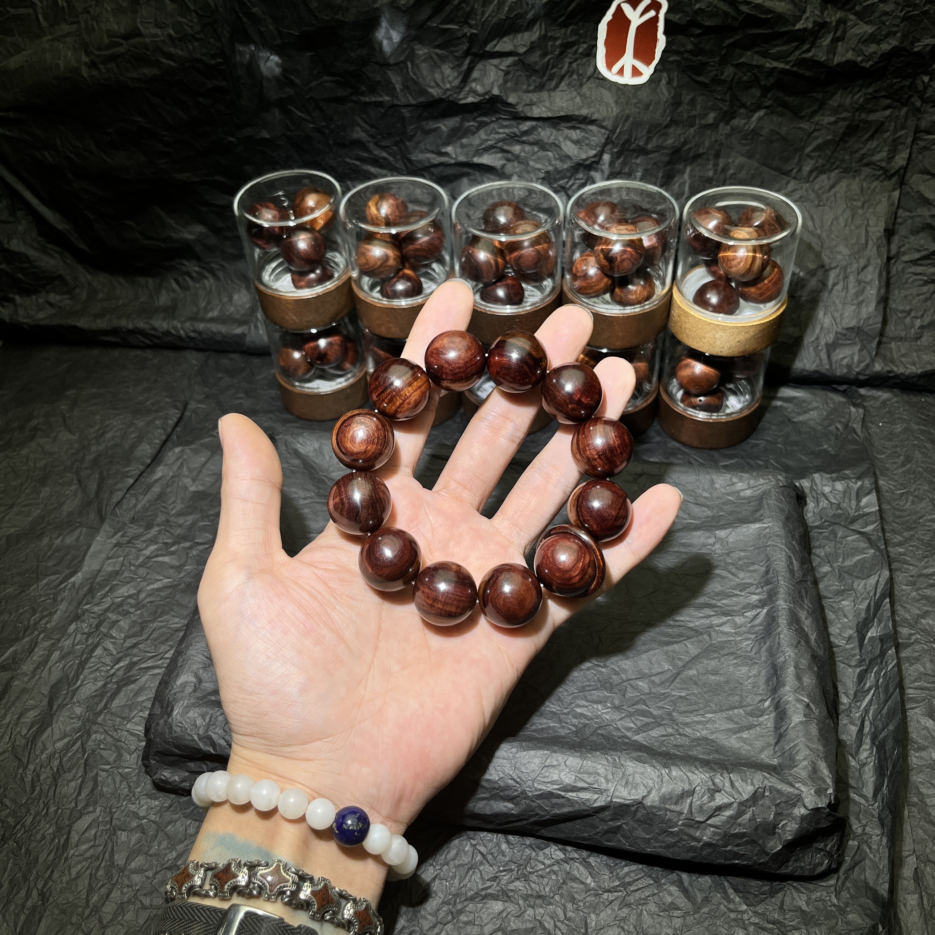 上等黄花梨手串【甲骨文】海南黄花梨老料2.0/真紫油梨/沉水无蜡