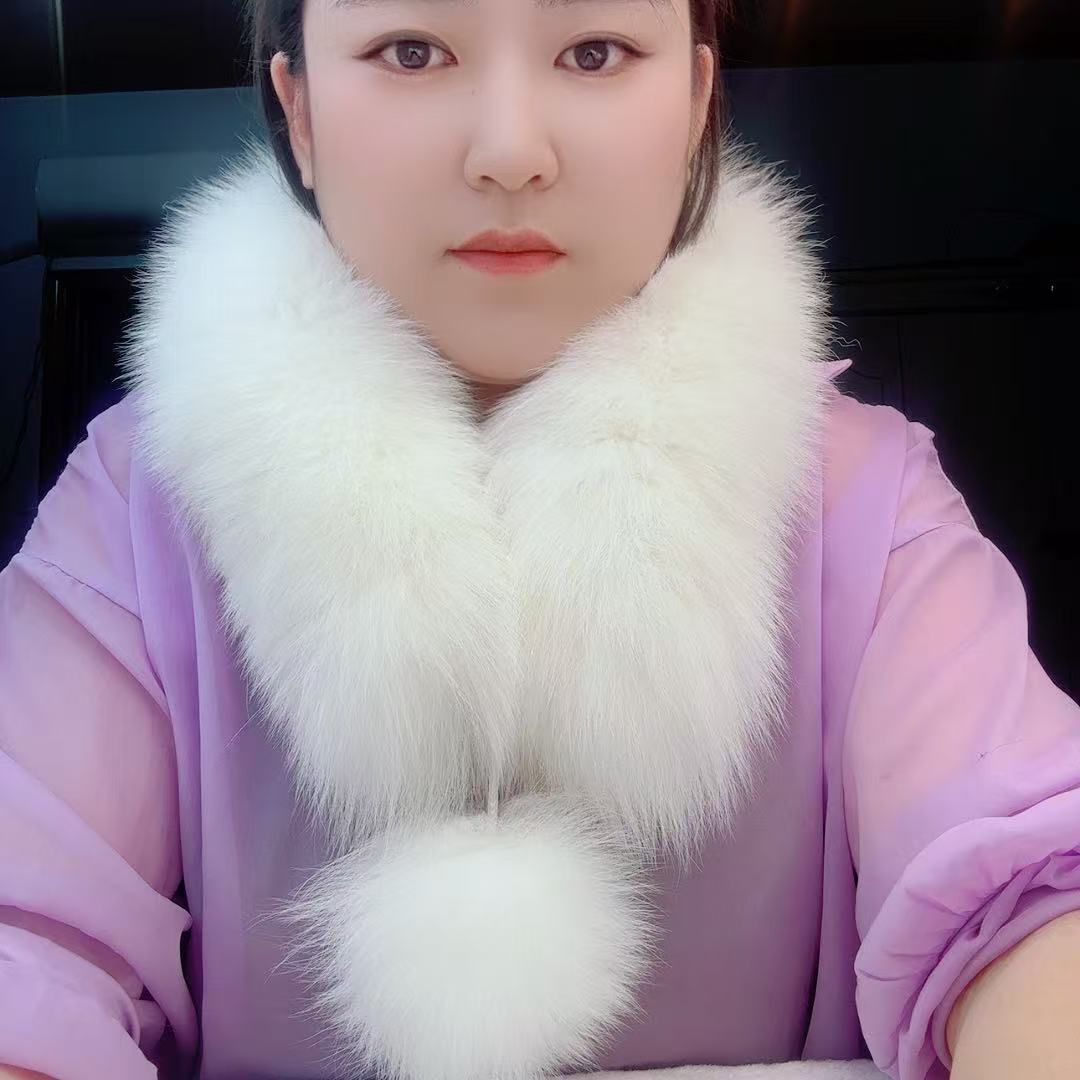 新款升级25加大毛皮草轻职风时尚围巾围脖女保暖大毛领加厚双面