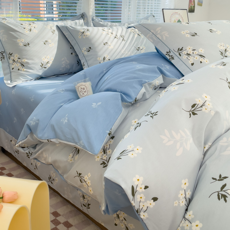 100%全棉四件套斜纹全棉套件学生宿舍三件套四季可用被套床单枕套