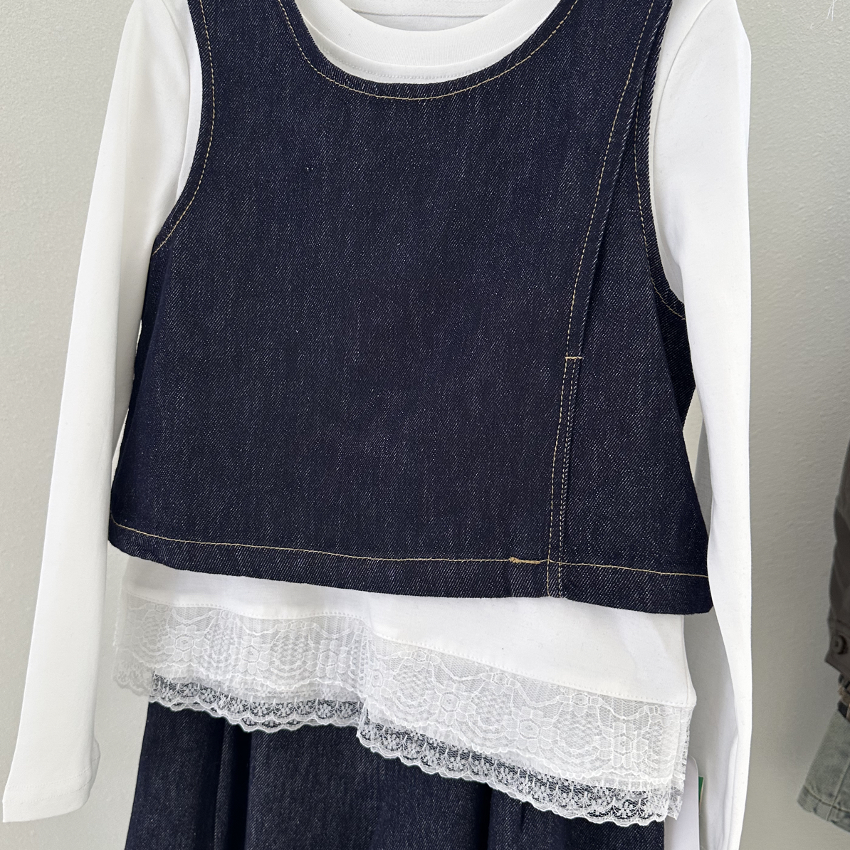 三件套牛仔春秋套装复古宽松百搭时尚