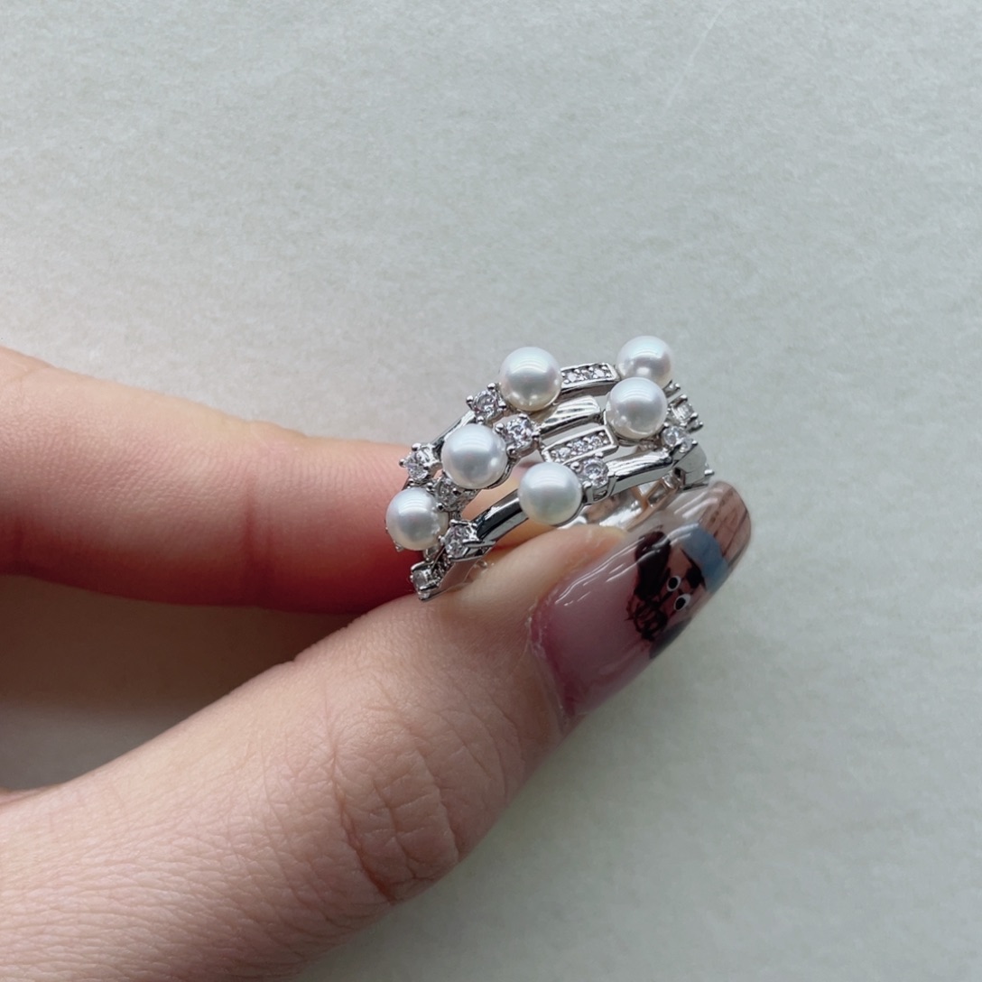 戒指银S925镶嵌淡水珍珠z 90