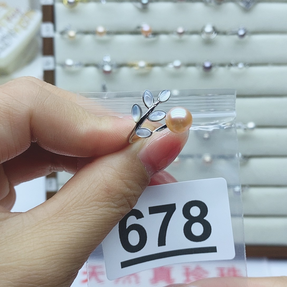 淡水珍珠戒指银S925镶嵌.****｝678