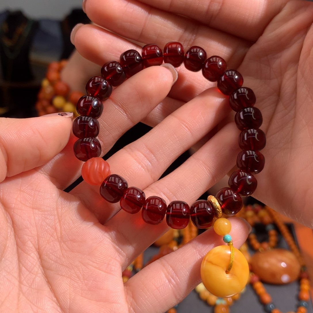 血珀手串未镶嵌天然