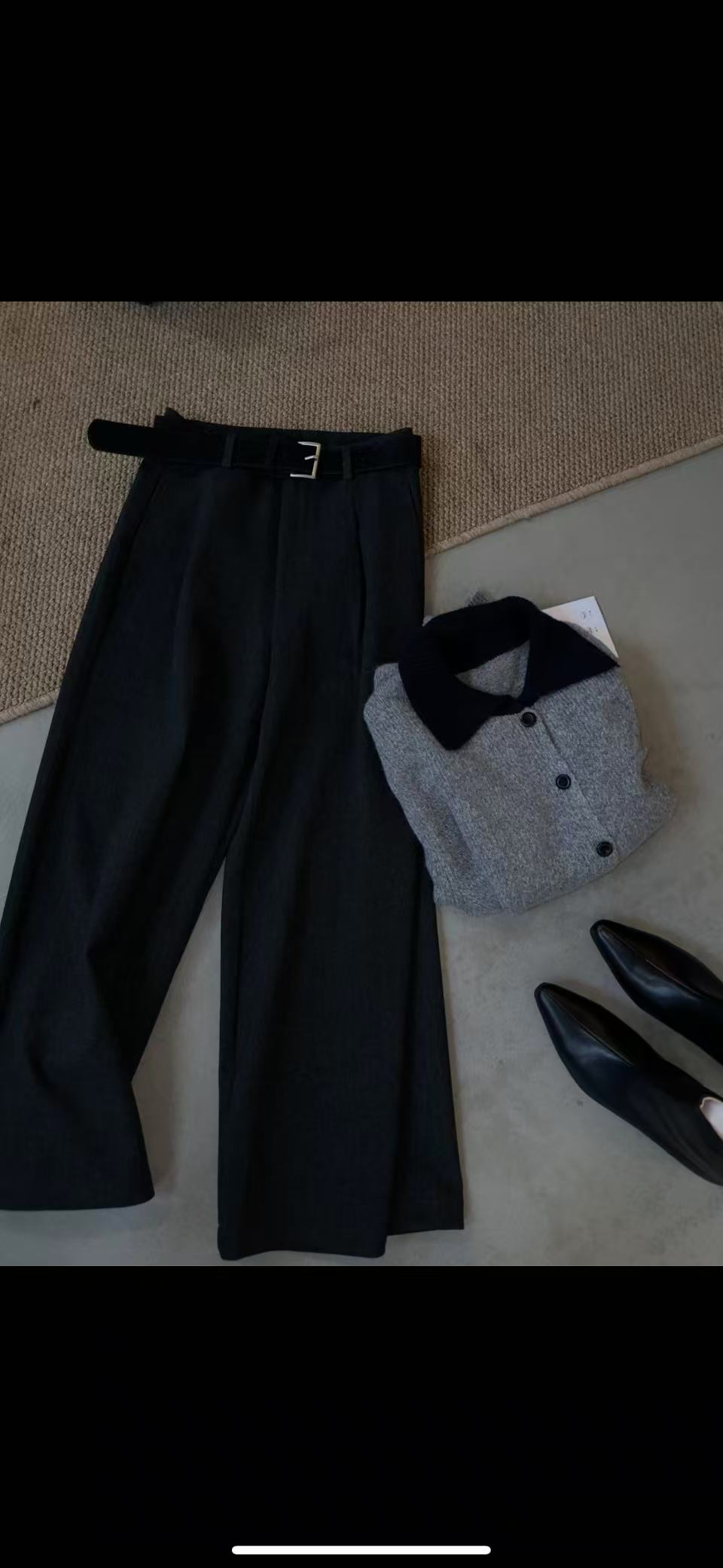 THE ZCANAL.高品质人字纹老钱直筒裤