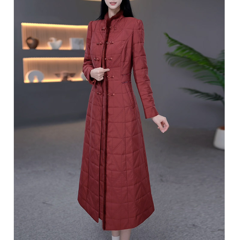 DBF-25B405YR 新款红色保暖套装加厚时尚优雅显瘦套装连衣裙M-5XL