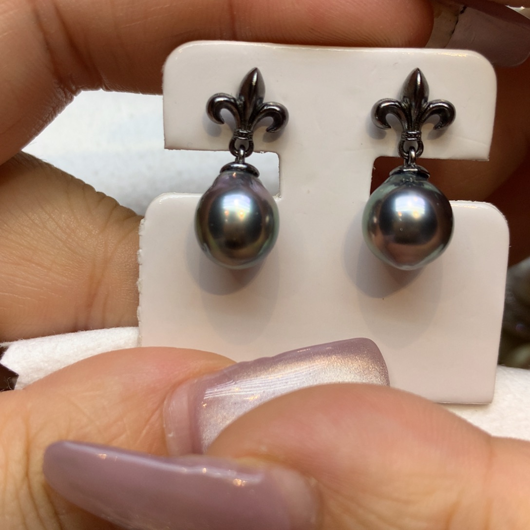 银S925镶嵌耳饰海水珍珠