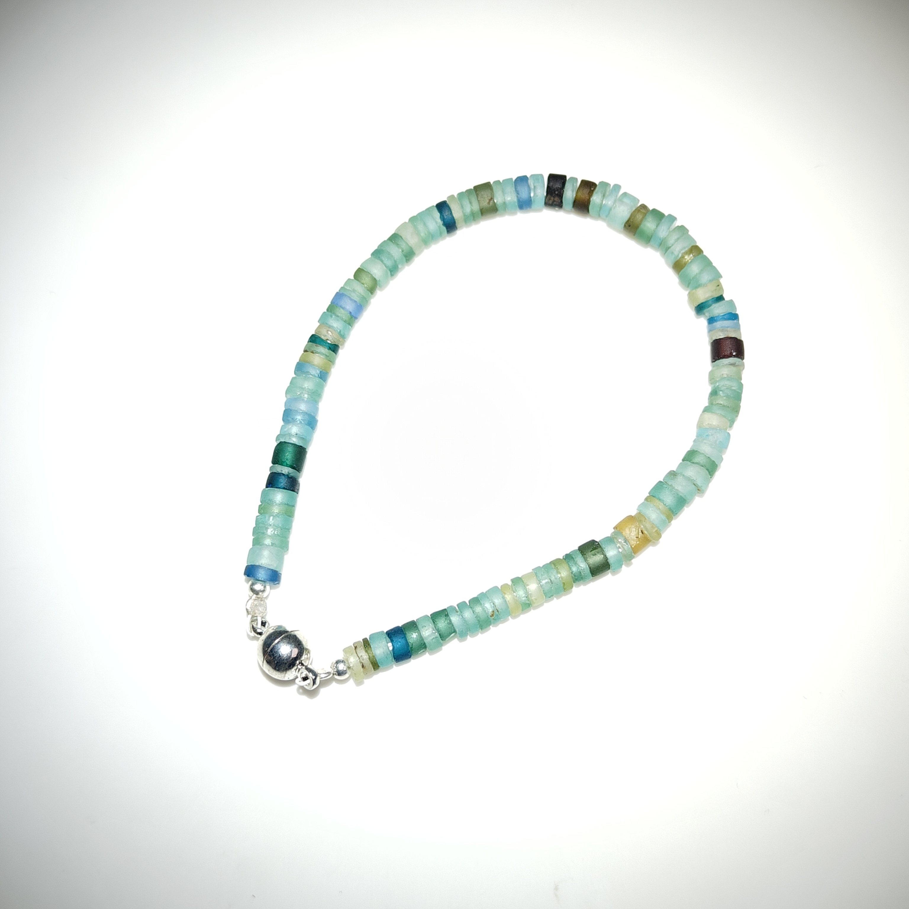 日月轩 | 精品绿色蓝色老琉璃珠手链直切佛珠念珠0.4cm男女同款  