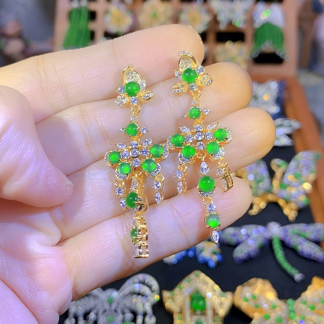 吊坠(不含链)银S925镶嵌翡翠