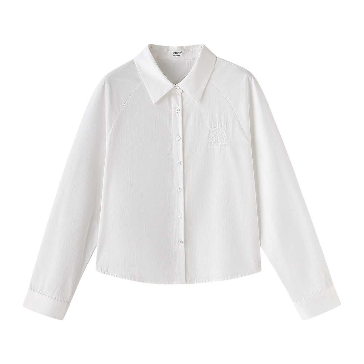【终狂欢季】茵曼26春季简约通勤纯棉长袖衬衫女职业百搭绣花衬衣