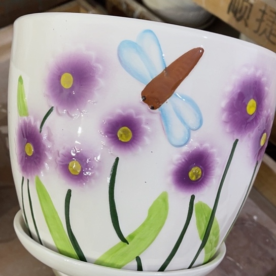 多肉绿植陶瓷花盆9.9包邮，有孔