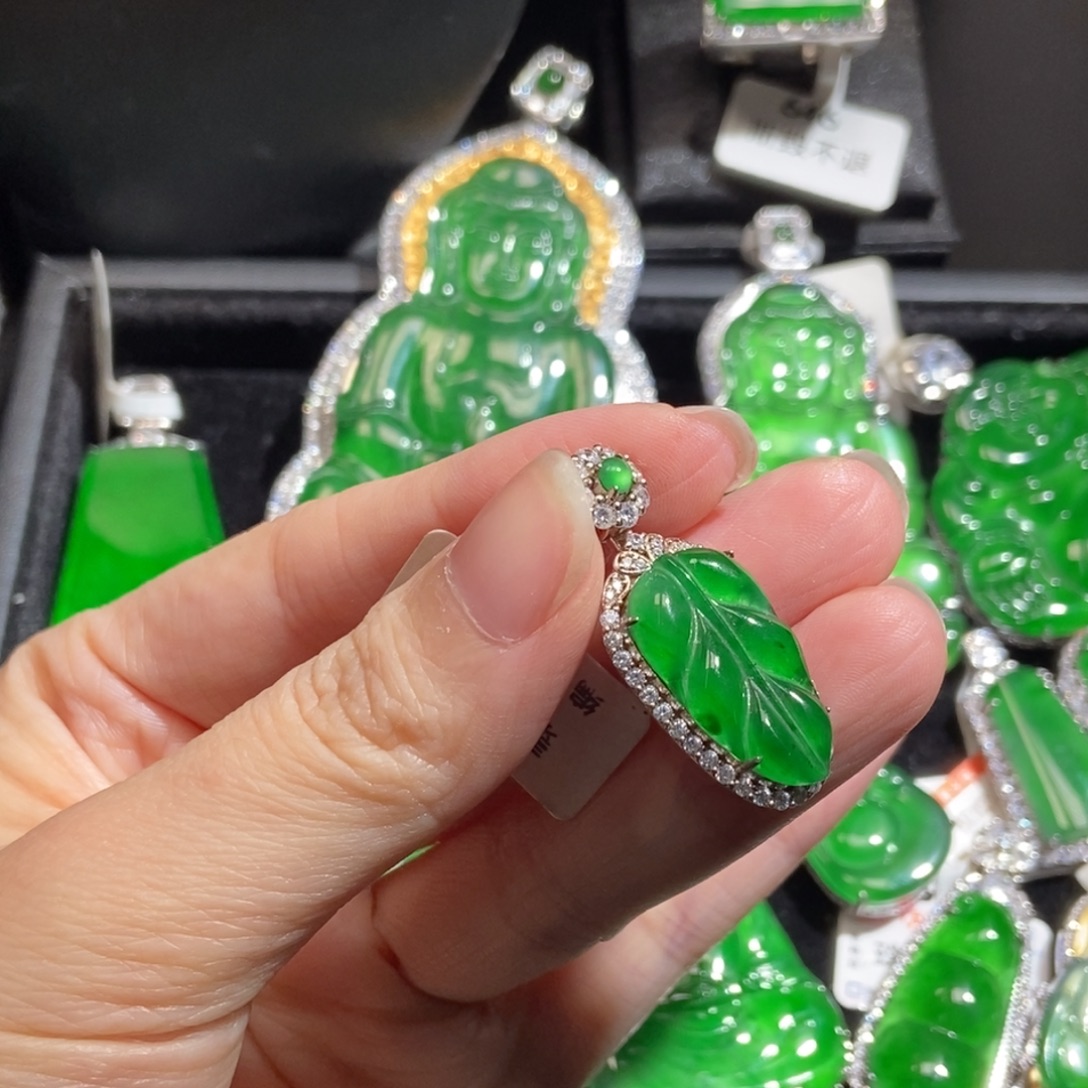 翡翠银S925镶嵌吊坠(不含链)