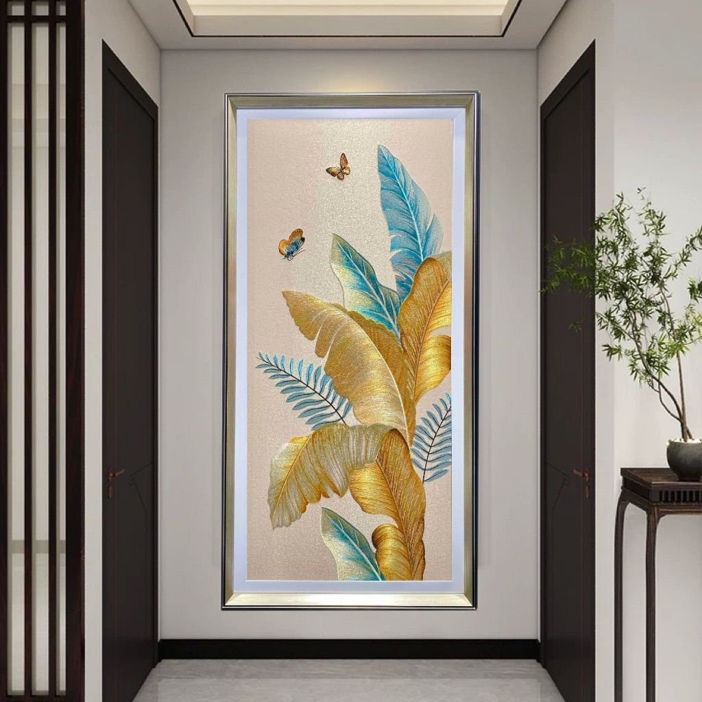 织锦绣绣新中式玄关装饰画竖版走廊过道挂画大业大果绿植刺绣苏绣