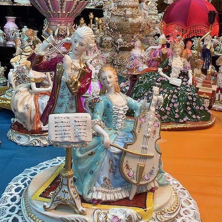 陶瓷琴瑟和谐双人瓷偶 老货库存