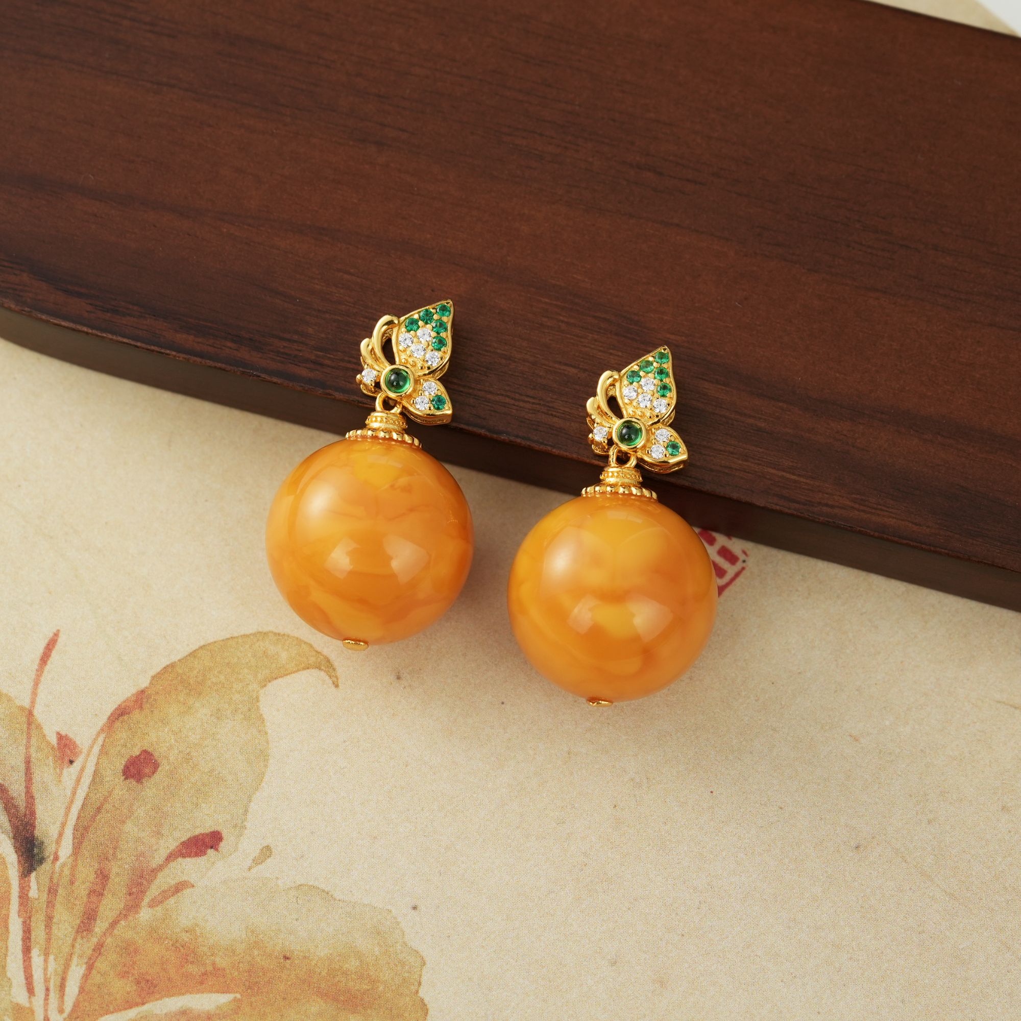 【云上好物】S925银镶嵌蜜蜡吊坠多样性发其一-18mm-DS99387-22（JG）