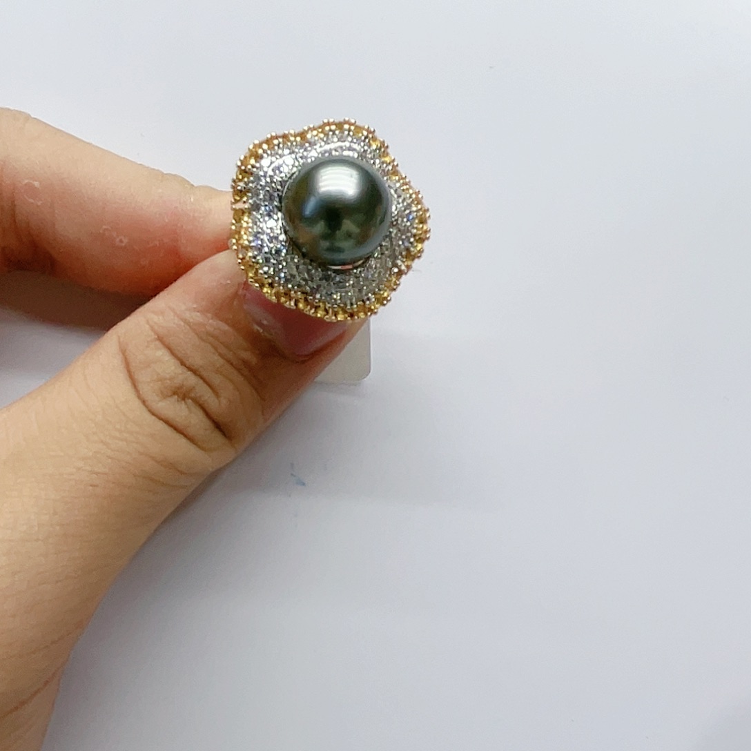 海水珍珠戒指银S925镶嵌